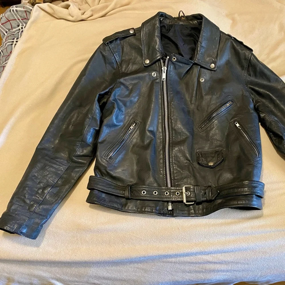Jackets & Coats | Retrovintage Black Leather Motorcycle Jacket Sz